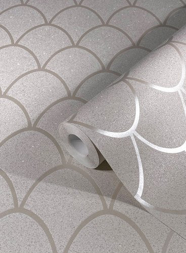 Schöner Wohnen Vliestapete mit geometrischem Schuppenmuster in Grau-Beige, FSC-zertifiziert - Bild 2