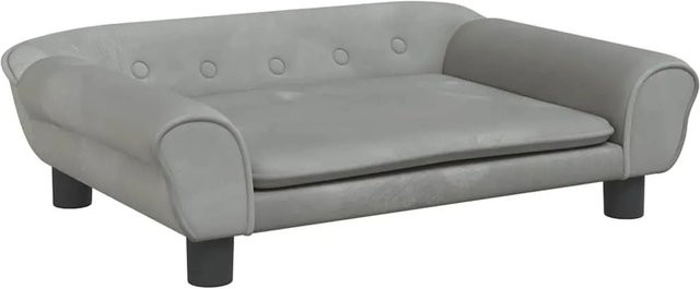 vidaXL Hundebett Sofa aus Samt in Hellgrau, B/T/H: 70 x 48 x 22 cm - Bild 1