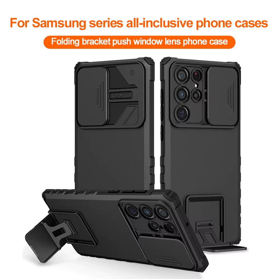 Stoßfeste Handyhülle mit Bumper Stand Cover für Samsung Galaxy S25 Ultra, S25 Edge, S24 Plus, S23FE und S22 Ultra in Blau oder Schwarz - Bild 2