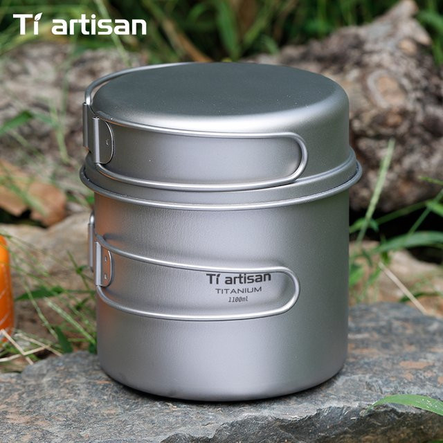Tiartisan Titan Camping Kochset mit Topf und Bratpfanne, leichtes Outdoor Kochgeschirr für Wandern und Picknick - Bild 1