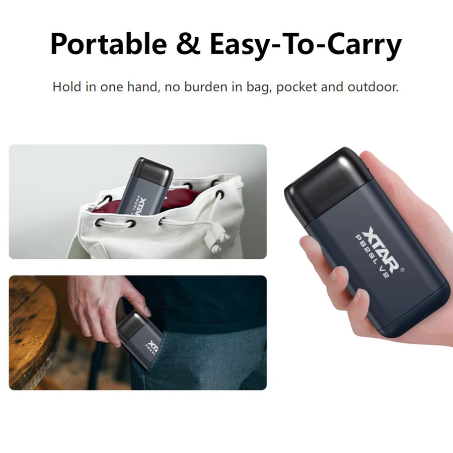 XTAR PB2SL V2 Batterieladegerät und Powerbank für 18650/21700 Akkus in Schwarz - Bild 4