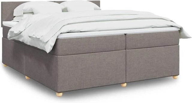 vidaXL Boxspringbett mit Matratze in Taupe, Hybrid-Bett mit USB-Ladeport und Unterbettbeleuchtung, B/T: 200 x 200 cm - Bild 1
