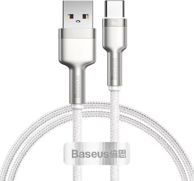 Baseus Cafule Metal Series USB-A auf USB-C Daten- und Ladekabel, 66W, Weiß, 2m - Bild 1