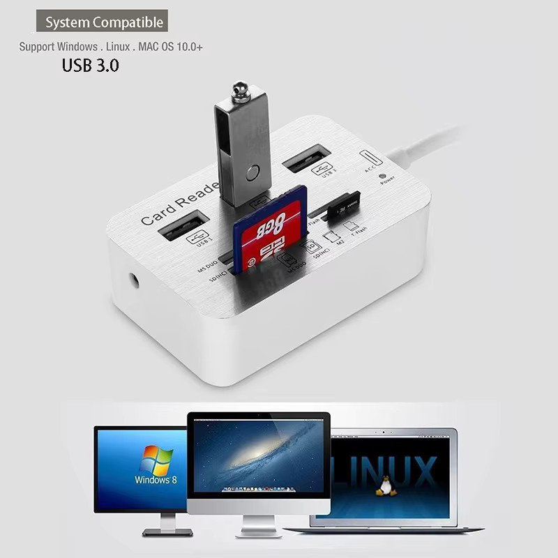 OULLX USB 3.0 Hub und Kartenleser Combo mit Micro SD und TF Slot als Adapter für PC, Tablet und Smartphone - Bild 3