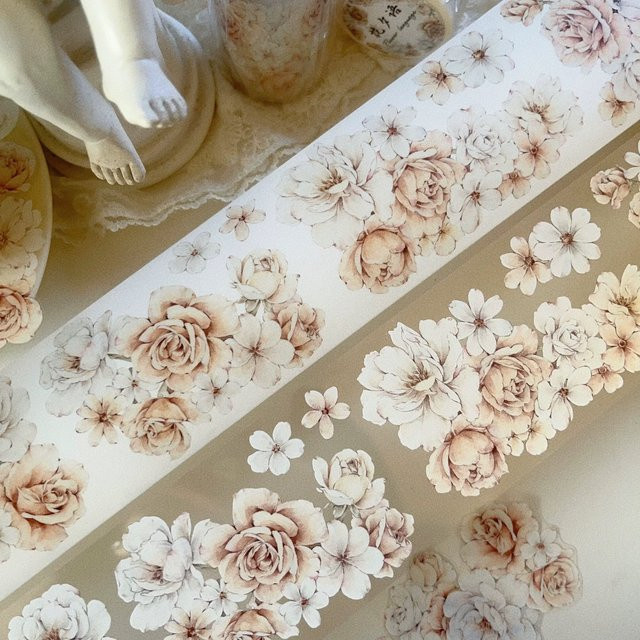 YiEr Studio Vintage Sunset Rose Floral Washi PET Tape in Multicolour für Scrapbooking und DIY Kartenherstellung - Bild 1
