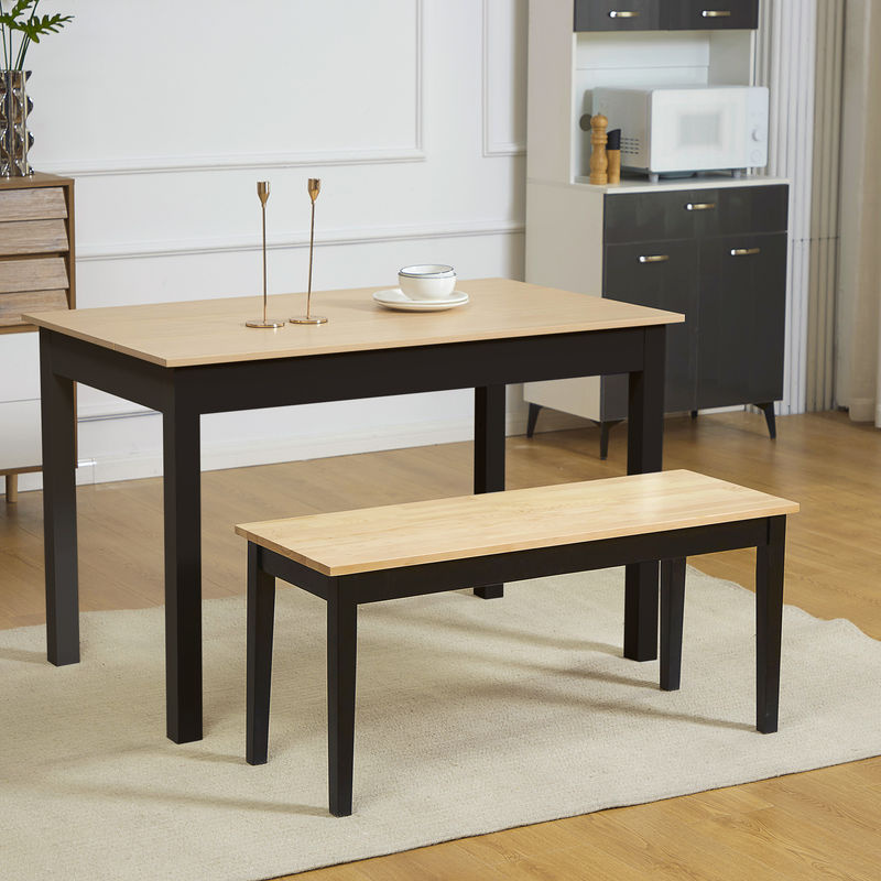 HOMCOM 2-Sitzer Sitzbank aus Kiefernholz für Esszimmer und Wohnzimmer, B/T/H: 102 x 36 x 45 cm, schwarz/bunt, bis 220 kg belastbar - Bild 2