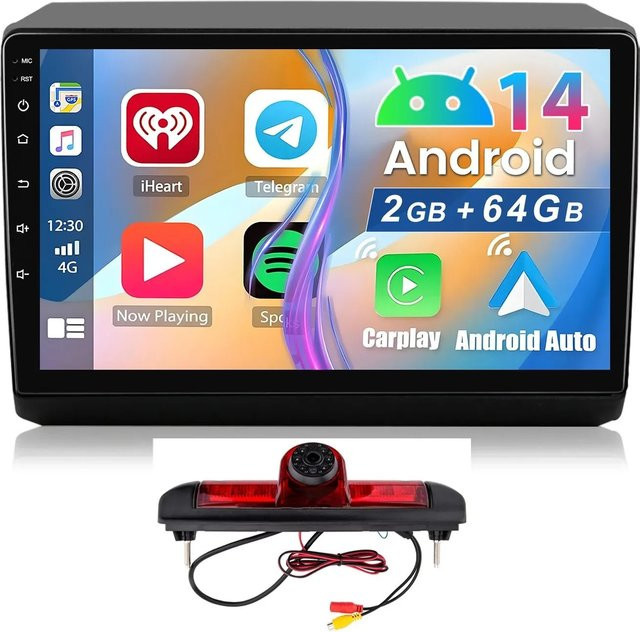 Junsun Autoradio mit Rückfahrkamera für Fiat Ducato, Peugeot Boxer und Citroen Jumper (2011-2023) in Schwarz mit Bluetooth und GPS - Bild 1