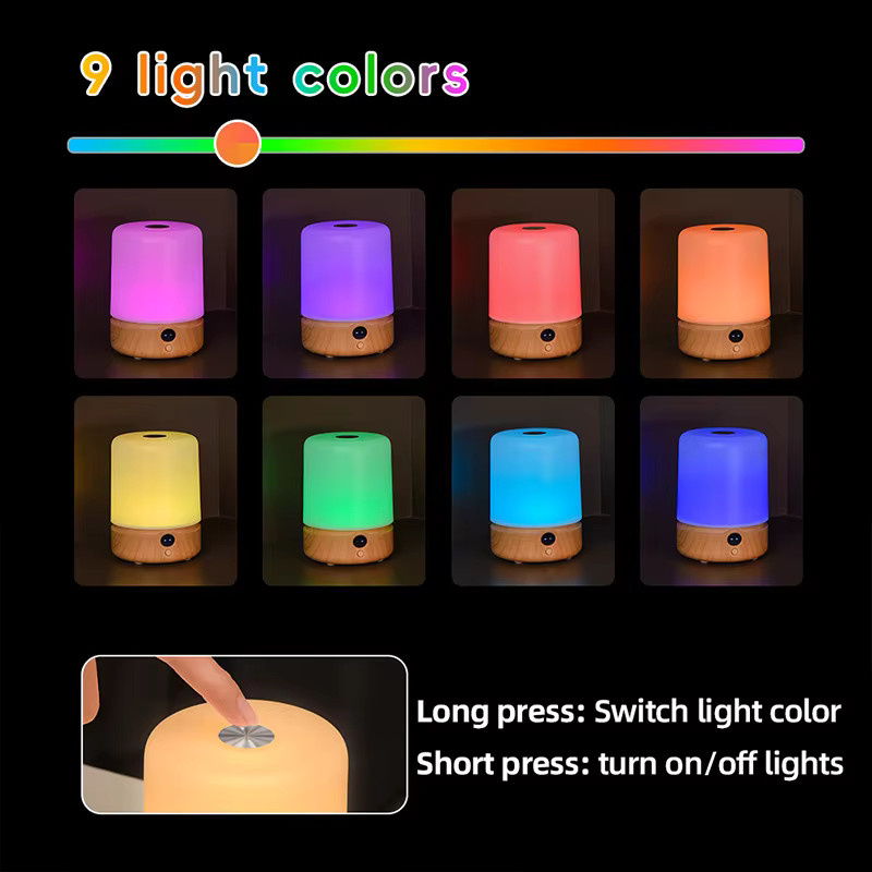 CHOUDAO TECH LED-Nachtlicht mit Touch-Steuerung, USB-C wiederaufladbar, RGB-Farben, Weiß/Holz-Design für Schlafzimmer und Wohnzimmer - Bild 4