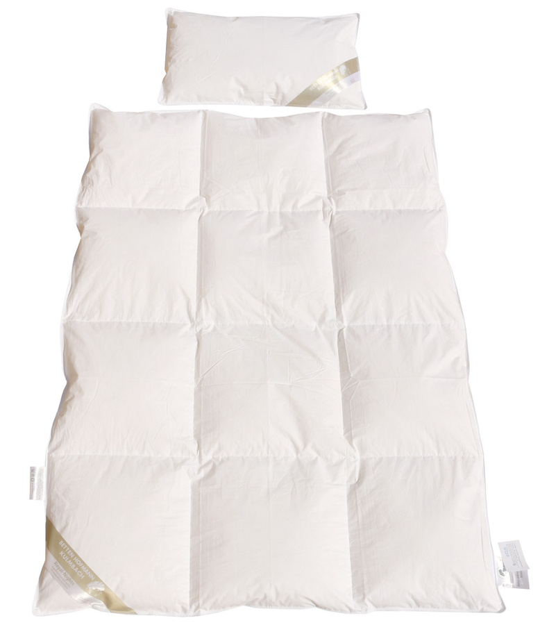 Frankenstolz Ganzjahres-Bettset für Baby und Kinder aus 100% Daunen, Weiß, Decke 100 x 135 cm und Kissen 40 x 60 cm - Bild 1