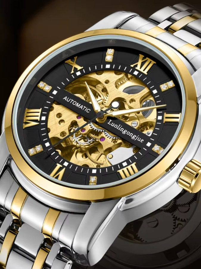 LUOLINGONGJUE Armbanduhr, Automatik, Edelstahl, Schwarz, Herren - Bild 3