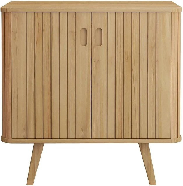 Waschbeckenunterschrank Wamena von Vente-unique aus Massiv-Teakholz in Beige, Breite: 80 cm, Tiefe: 55 cm, Höhe: 80 cm - Bild 1