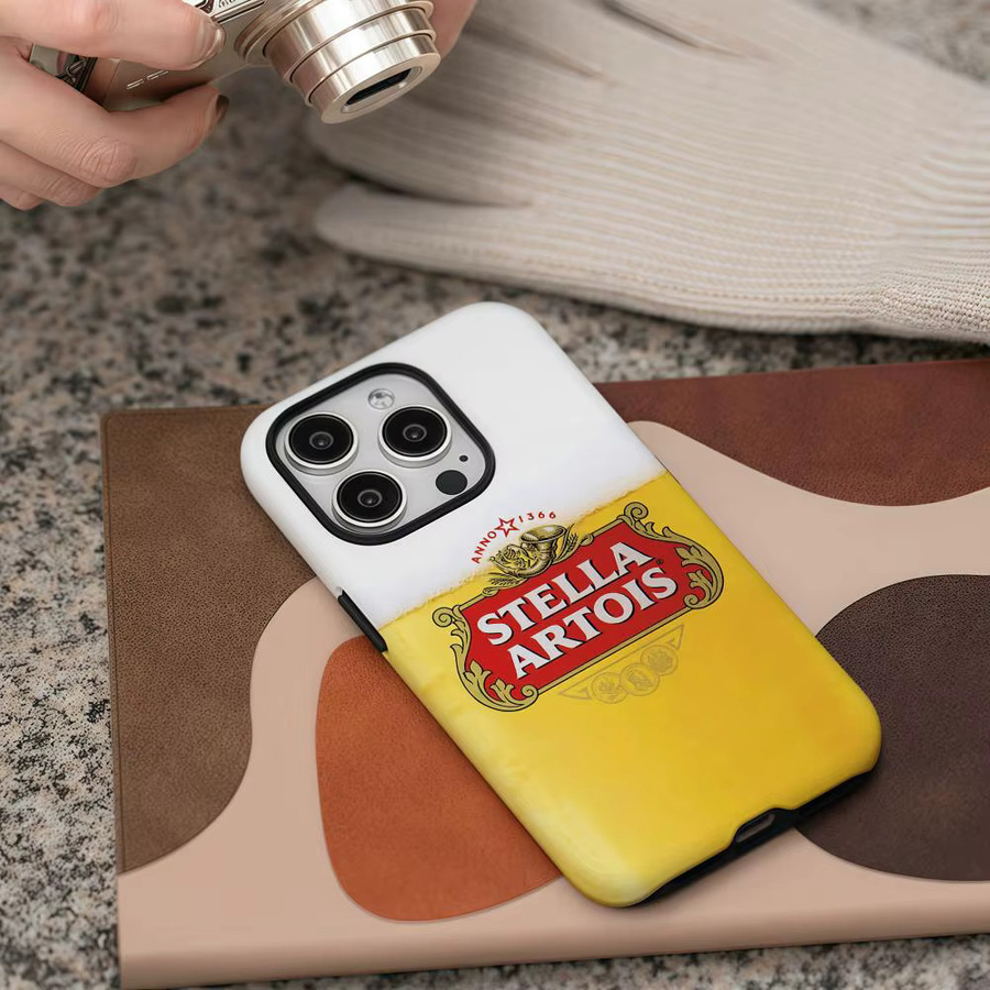 S-STELLA A-ARTOIS Bier Handyhülle für iPhone 12 bis 17 Pro Max Plus, glänzende HD-Doppelschicht-Flüssighartschale, Weiß - Bild 6