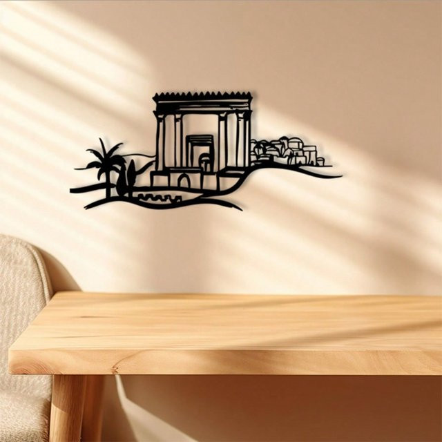 CIFBUY Metall-Wandkunst Geometrischer Stadtplan aus Aluminium in Schwarz - Bild 1