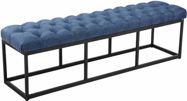 TPFLiving Sitzbank Amor in Blau mit matt schwarzem Gestell, Breite: 150 cm - Bild 1