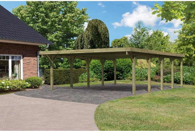 Karibu Doppelcarport Classic 3 Variante A in Natur-Grün, B/T: 563 x 777,5 cm - Bild 2