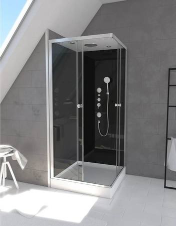 Aurlane Komplettdusche Black Square in Schwarz und Transparent, B/T/H: 90 x 90 x 215 cm