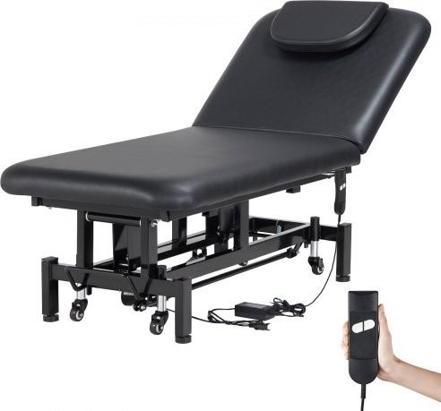 VEVOR Elektrische Massageliege mit höhenverstellbarem Rückenlehne 0-45 Grad, Professionelles Behandlungsbett für Spa und Tattoo in Schwarz mit PU-Leder und Rollen, Belastbarkeit bis 250 kg - Bild 1