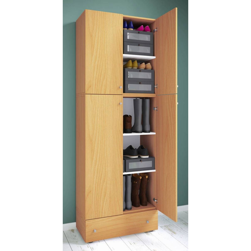 VCM Schuhschrank Lona Allzweckschrank aus Holz in Buche Weiß, H x B x T: 200 x 70 x 39 cm - Bild 3