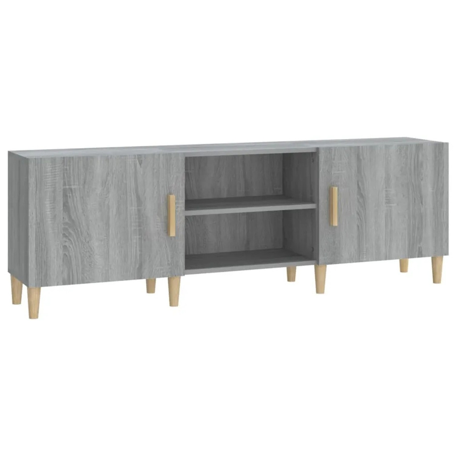 vidaXL TV-Schrank Grau Sonoma aus Holzwerkstoff und Eukalyptus, B/T/H: 150 x 30 x 50 cm - Bild 2