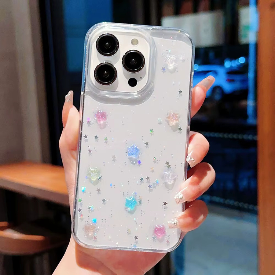 3D Crystal Star Glitzerhülle für iPhone 16 15 14 13 12 11 Pro Max Plus Transparent - Bild 2