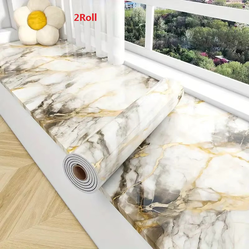 Selbstklebende Marmor-Tapetenaufkleber von Cheng Mu sweet home in Weiß, abstrakte Schaumstofffliesen im modernen Design für Küche und Schlafzimmer - Bild 3