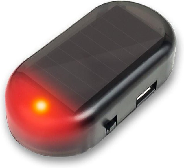 YJSTY Solar-Warnlicht zur Diebstahlprävention mit LED-Simulation in Rot und Schwarz - Bild 1