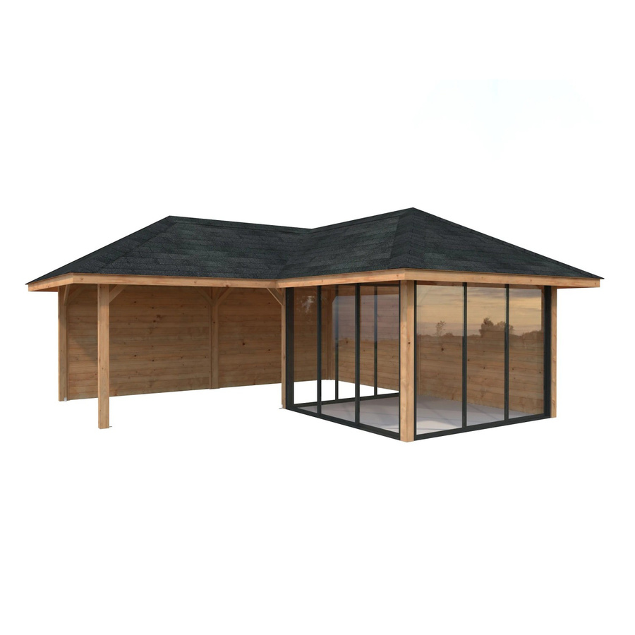 PALMAKO Pavillon Bianca Set 212 Slide aus Fichtenholz in Braun, B/T/H: 588 x 588 x 319 cm - Bild 2