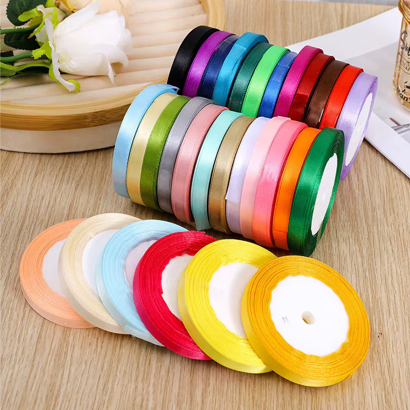 Merylover Satinband Set für Bastelarbeiten und Geschenkverpackungen, 22 Meter pro Rolle, Breite: 1 cm, Farben: Weiß, Schwarz, Rosa, Blau und Multicolour - Bild 2