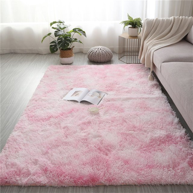 Rosa Kinderteppich von FORSWAN im skandinavischen Design, weicher Plüschteppich für Kinderzimmer, Schlafzimmer und Wohnzimmer, rechteckig - Bild 1