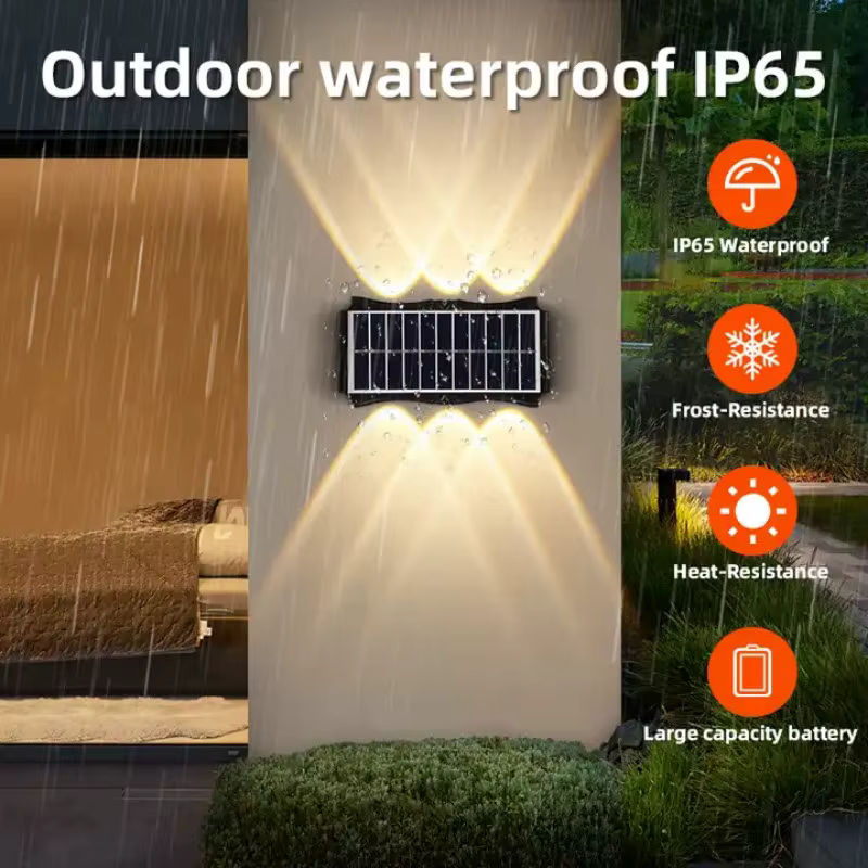 IEEYEEY Solar LED Wandlampe Outdoor in Schwarz mit Up-and-Down-Beleuchtung und Warmweißem Licht für Garten, Hof und Balkon - Bild 3