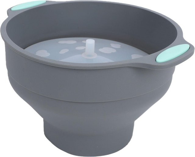 Fishine Faltbarer Mikrowellen Popcorn Maker aus Silikon mit Deckel, Grau, Rund - Bild 1