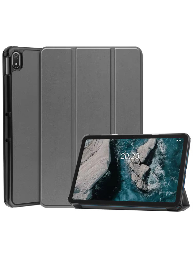 Magnetische Smart Cover Schutzhülle aus PU-Leder für Nokia T20 Tablet 10,4 Zoll in Grau - Bild 5