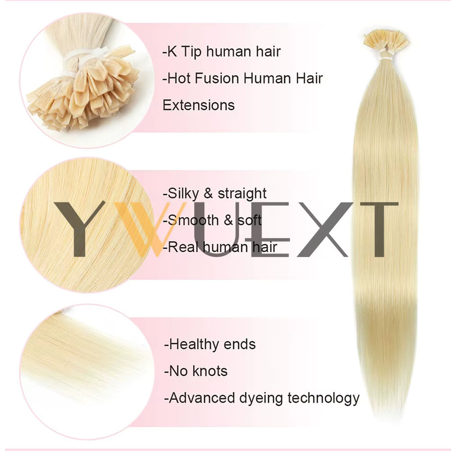 YWEXT Keratin V-Tip Haarverlängerung Echthaar, 12-20 Zoll, Glatt, 30g - Bild 3