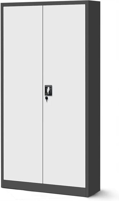 Jan Nowak Metallschrank Aktenschrank mit Zylinderschloss und verstellbaren Fachböden, Weiß-Anthrazit, B: 90 cm, H: 185 cm, T: 40 cm - Bild 1