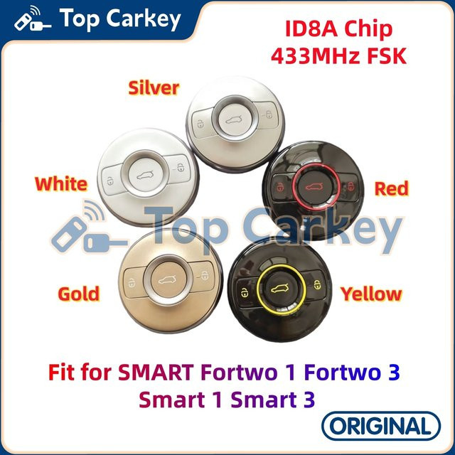 TopCarkey OEM Smart Remote Key Fob mit 8A Chip 433 MHz in Weiß für Smart Fortwo 1, Fortwo 3, Smart 1 und Smart 3 - Bild 1