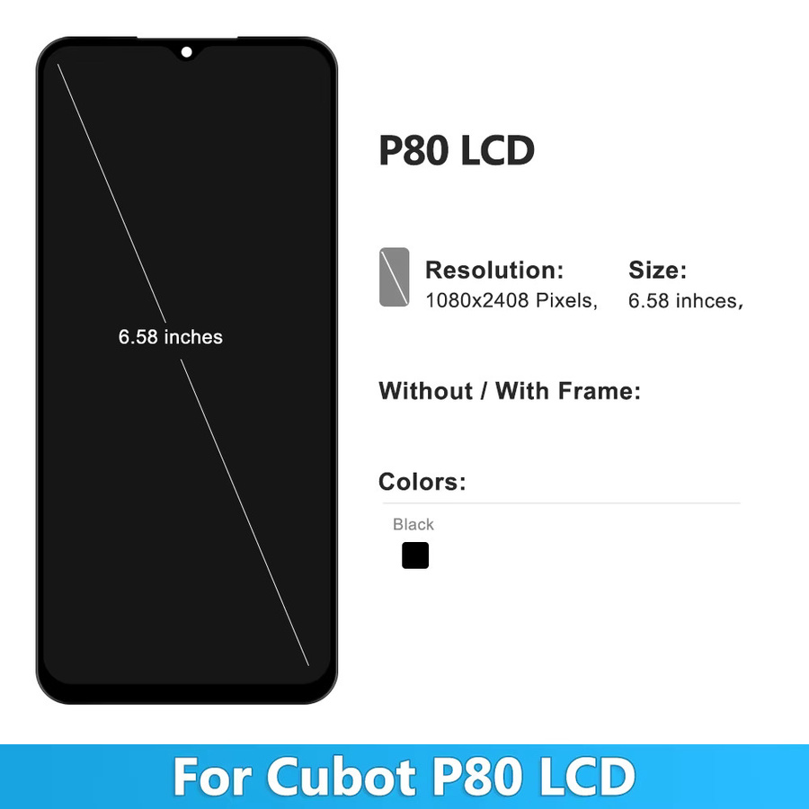 Cubot P80 LCD Display mit 6,58 Zoll Touchscreen Digitizer Montage in Schwarz - Bild 2