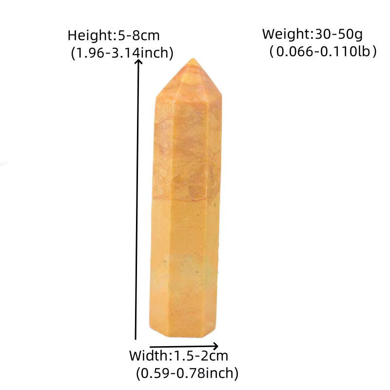 RYCRYSTAL Gelber Naturkristall Obelisk aus poliertem Stein als sechseckiges Kristall-Ornament für deine Dekoration - Bild 2