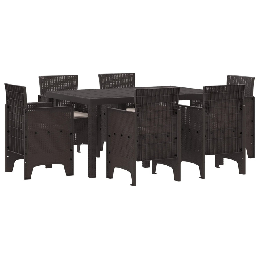 vidaXL 7-teiliges Garten Essset aus braunem Poly-Rattan mit Kissen - Bild 2