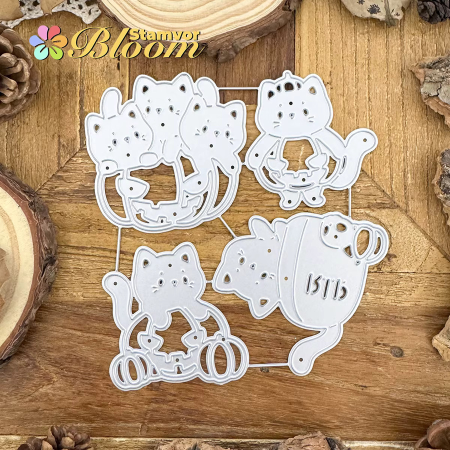 Dekorative Halloween Metall Stanzformen mit Kürbissen und Katzen für Scrapbooking und Prägung - Bild 3
