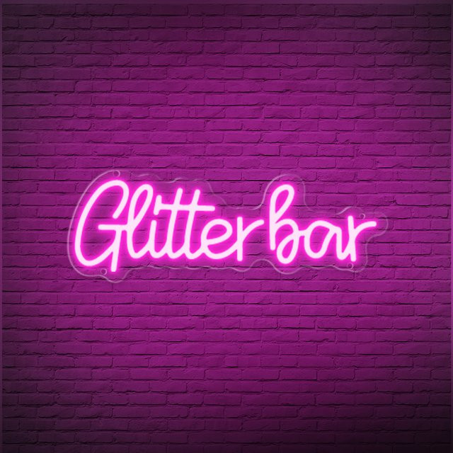 INSNEnN Glitzer Bar Neon LED Schild zur Wanddekoration für Party, Pub und Club - Bild 1