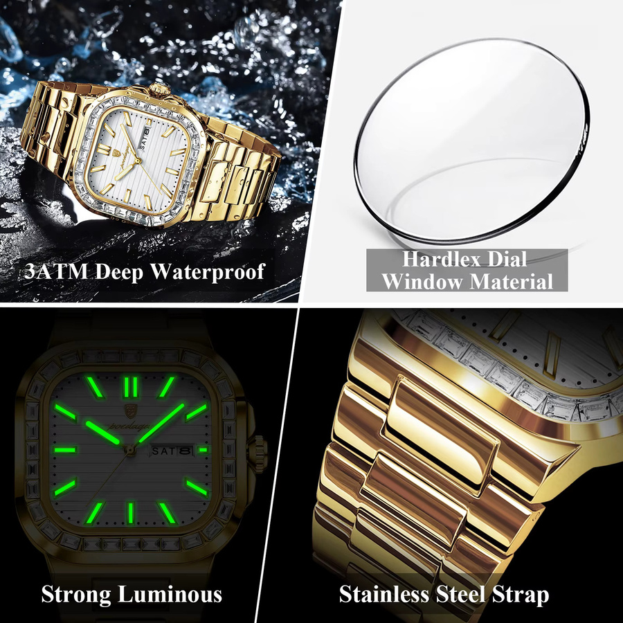 POEDAGAR Armbanduhr Edelstahl, Quarz, Silber, Herren - Bild 4