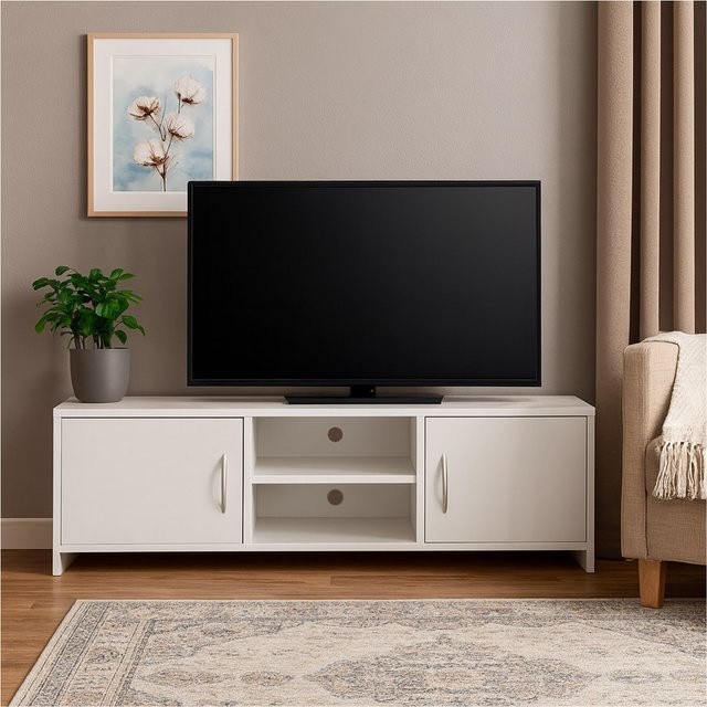 HTI-Living TV-Schrank Thekla in Weiß mit Medienfächern, Breite: 120,0 cm, Höhe: 37,5 cm, Tiefe: 2,0 cm - Bild 1