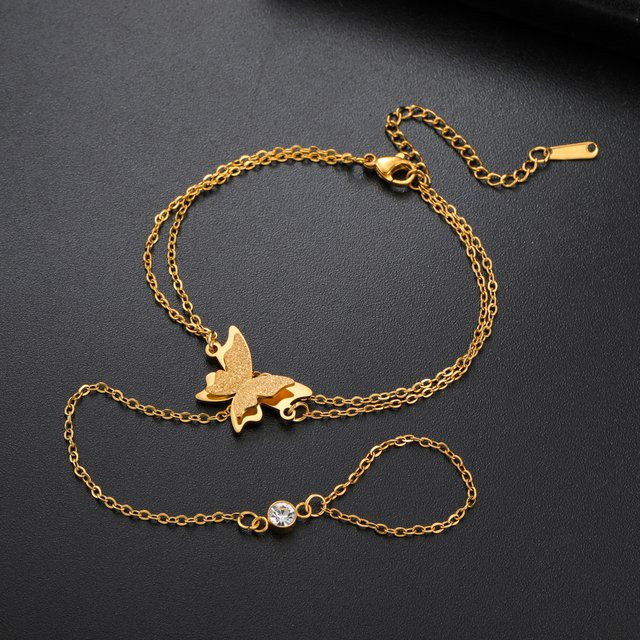 Cazador Doppelketten-Armband, Edelstahl, Zirkonia, Damen, Gold - Bild 1