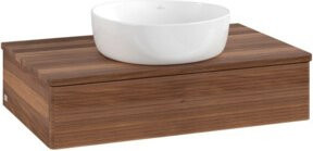 V&B Waschtischunterschrank Antao mit Frontstruktur und Beleuchtung in Walnut, B/T/H: 80 x 50 x 19 cm - Bild 1