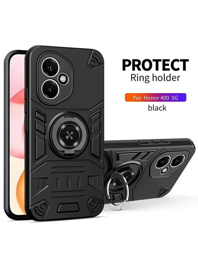 Stoßfeste Schutzhülle mit Ring-Ständer für Honor 400 Pro, 400 Lite und 400 Magic7 Pro in Blau oder Schwarz - Bild 5