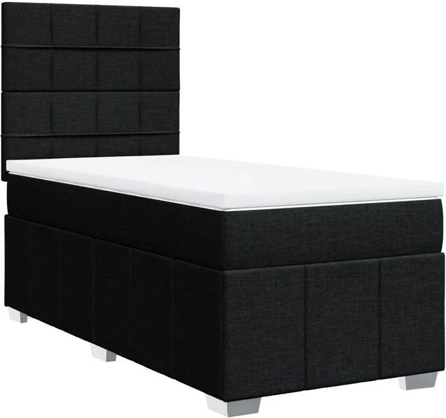 vidaXL Boxspringbett Hybrid mit Matratze und Taschenfederkern, Schwarz, B/T: 90 x 190 cm - Bild 1