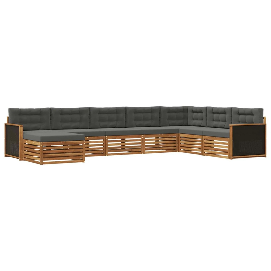 vidaXL Outdoor-Sofagarnitur in L-Form aus Akazienholz mit 8 Kissen in Anthrazit und Natur - Bild 2
