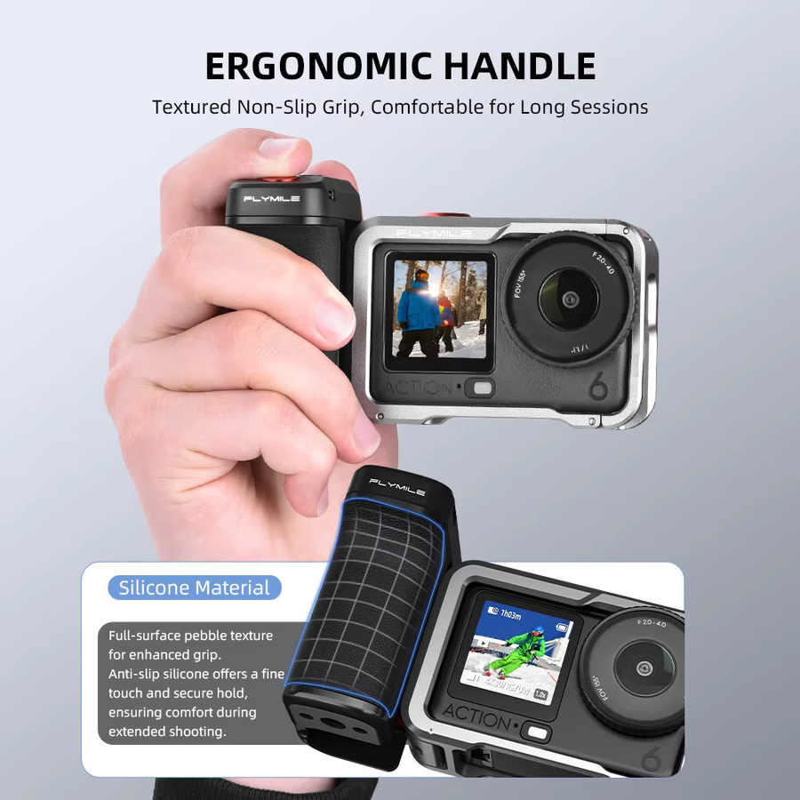 Flymile Bluetooth Street Grip Halterung mit Fernbedienung für DJI Action 6, 5 Pro und 4 in Schwarz - Bild 5