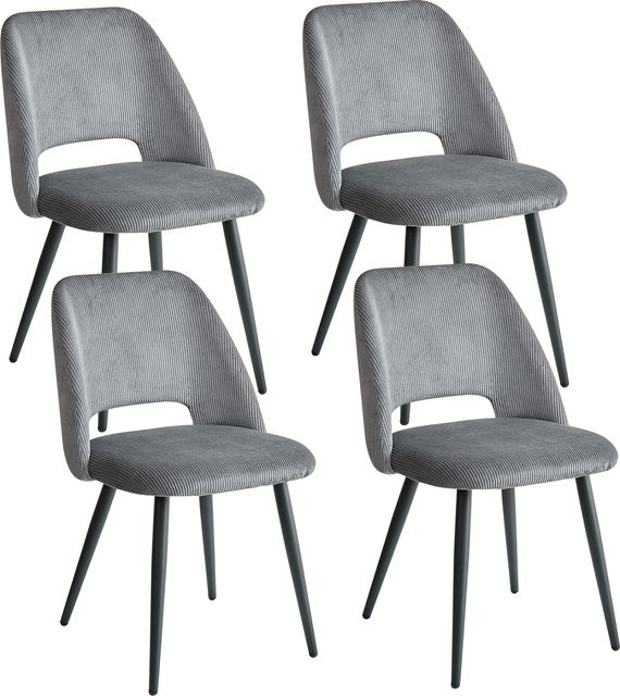 GrandCA HOME Esszimmerstühle mit Cord-Polsterung und Metallgestell in Schwarz oder Grau, minimalistisches Design für Küche und Esszimmer - Bild 1