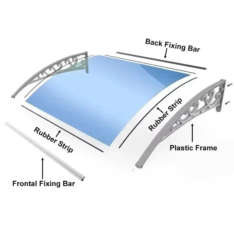 Modernes Pultdach-Außenüberdachung aus Aluminium und Polycarbonat in Braun als Regenschutz für Fenster und Türen - Bild 3